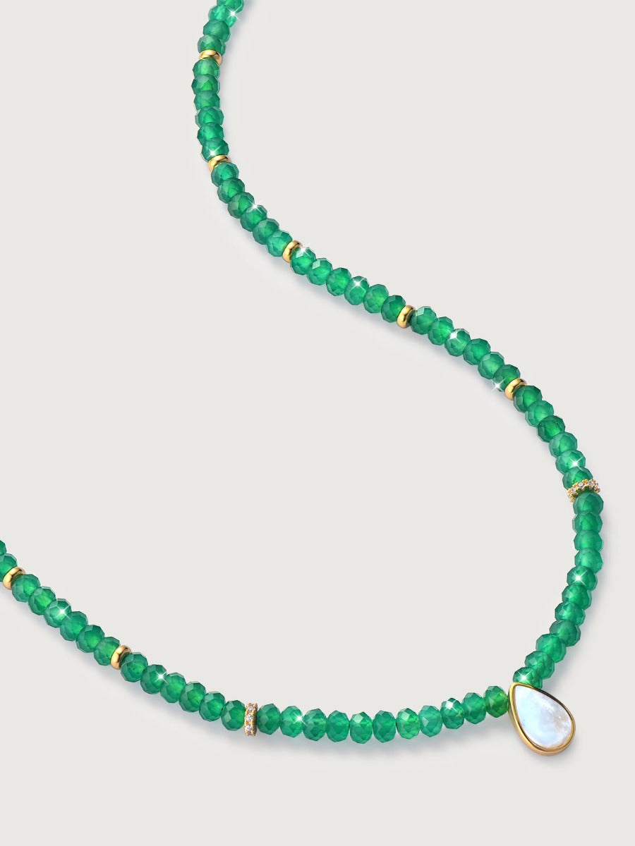 Colier din Argint Green Onyx Elegance in Every Tear Auriu