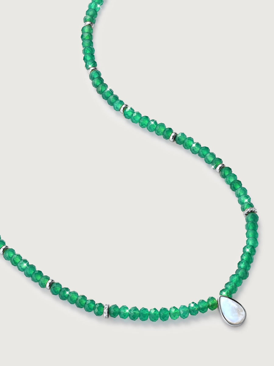 Colier din Argint Green Onyx Elegance in Every Tear Argintiu