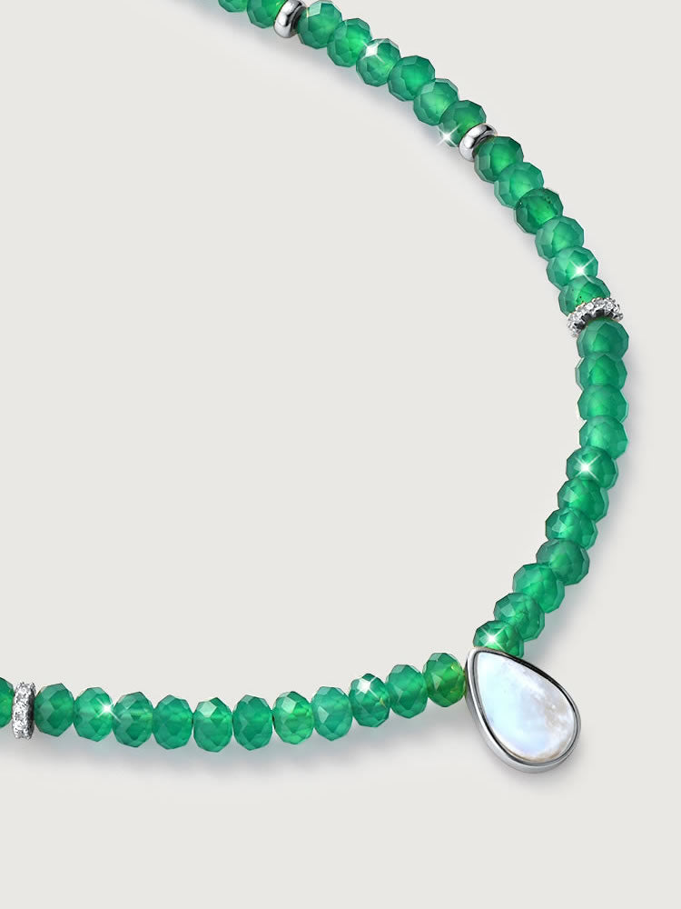Colier din Argint Green Onyx Elegance in Every Tear Argintiu