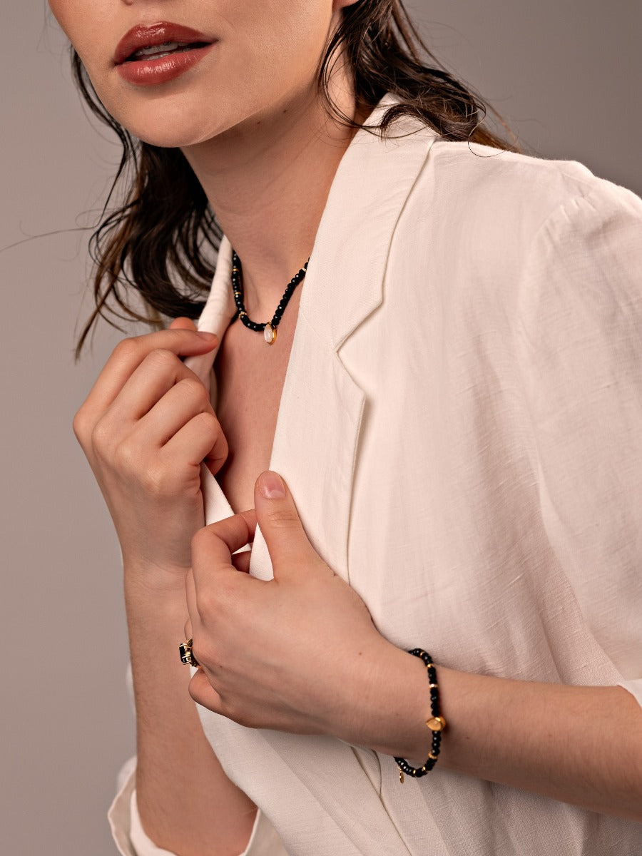 Colier din Argint Black Onyx Elegance in Every Tear Argintiu