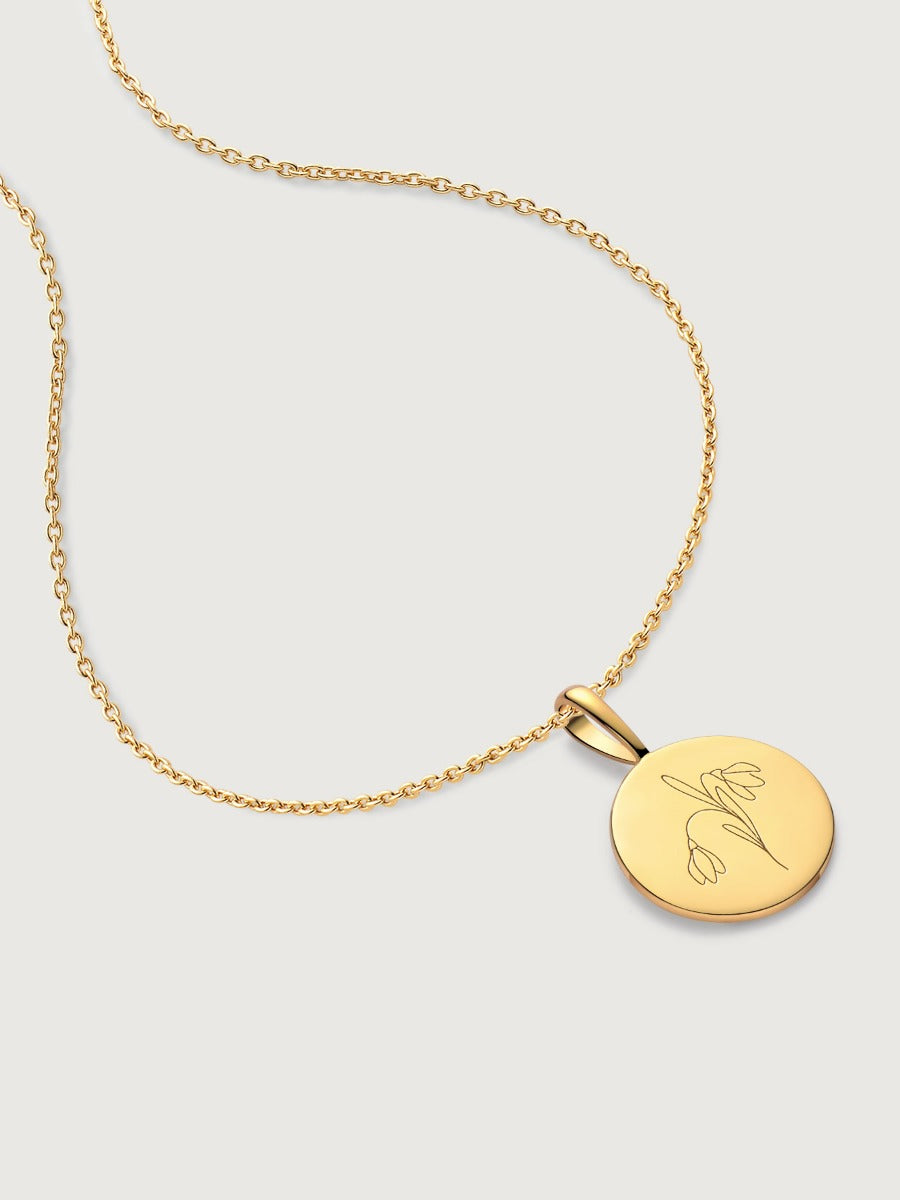 Colier din Argint Birthflower Bloom Gold - January Snowdrop