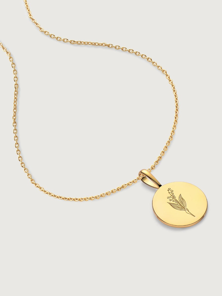 Pandantiv din Argint Birthflower Bloom Gold - May Lily of the Valley