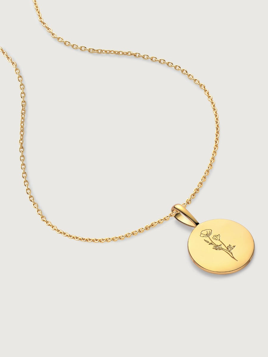 Colier din Argint Birthflower Bloom Gold - August Poppy
