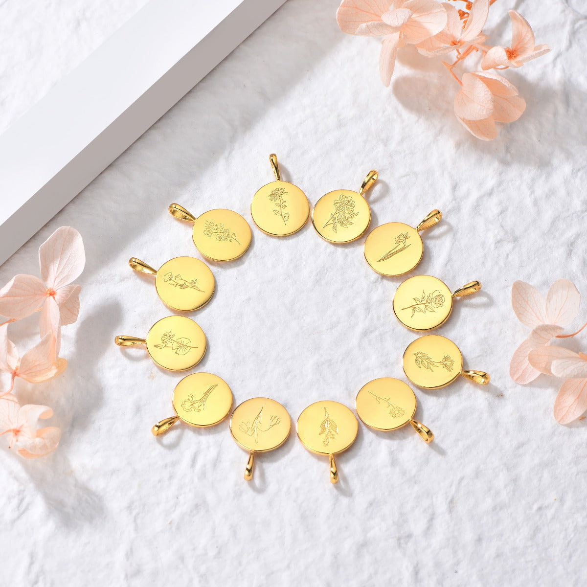 Pandantiv din Argint Birthflower Bloom Gold - May Lily of the Valley