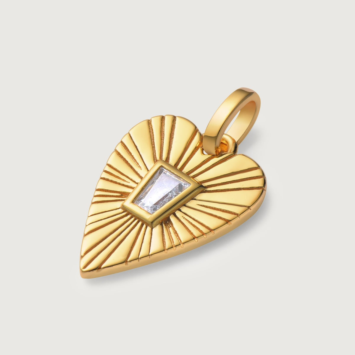 Pandantiv din Argint Radiant Heart Sunburst Auriu