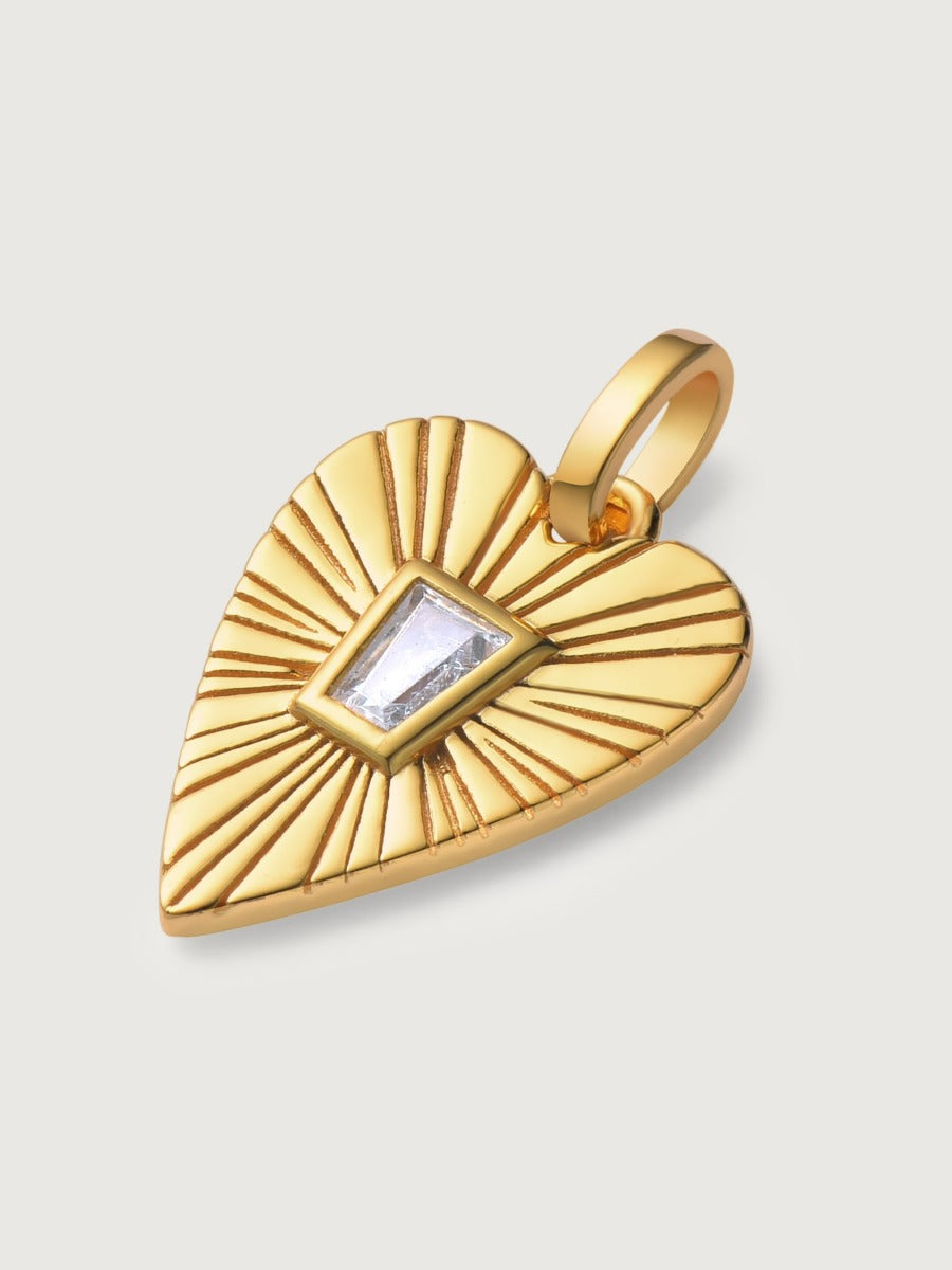 Pandantiv din Argint Radiant Heart Sunburst Auriu