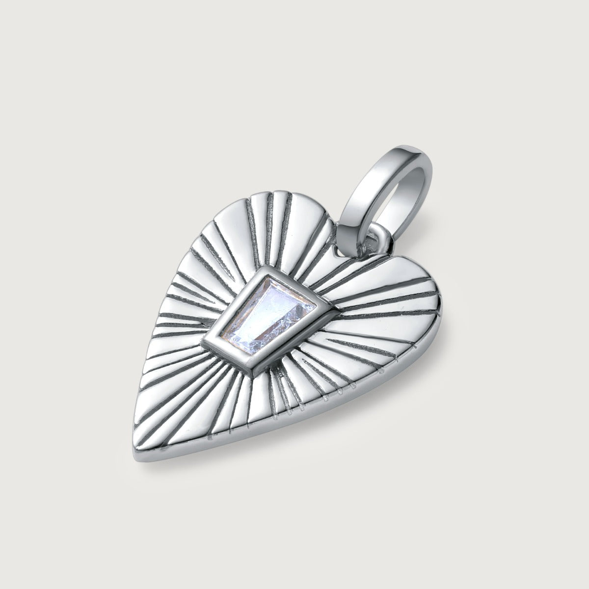 Pandantiv din Argint Radiant Heart Sunburst Argintiu