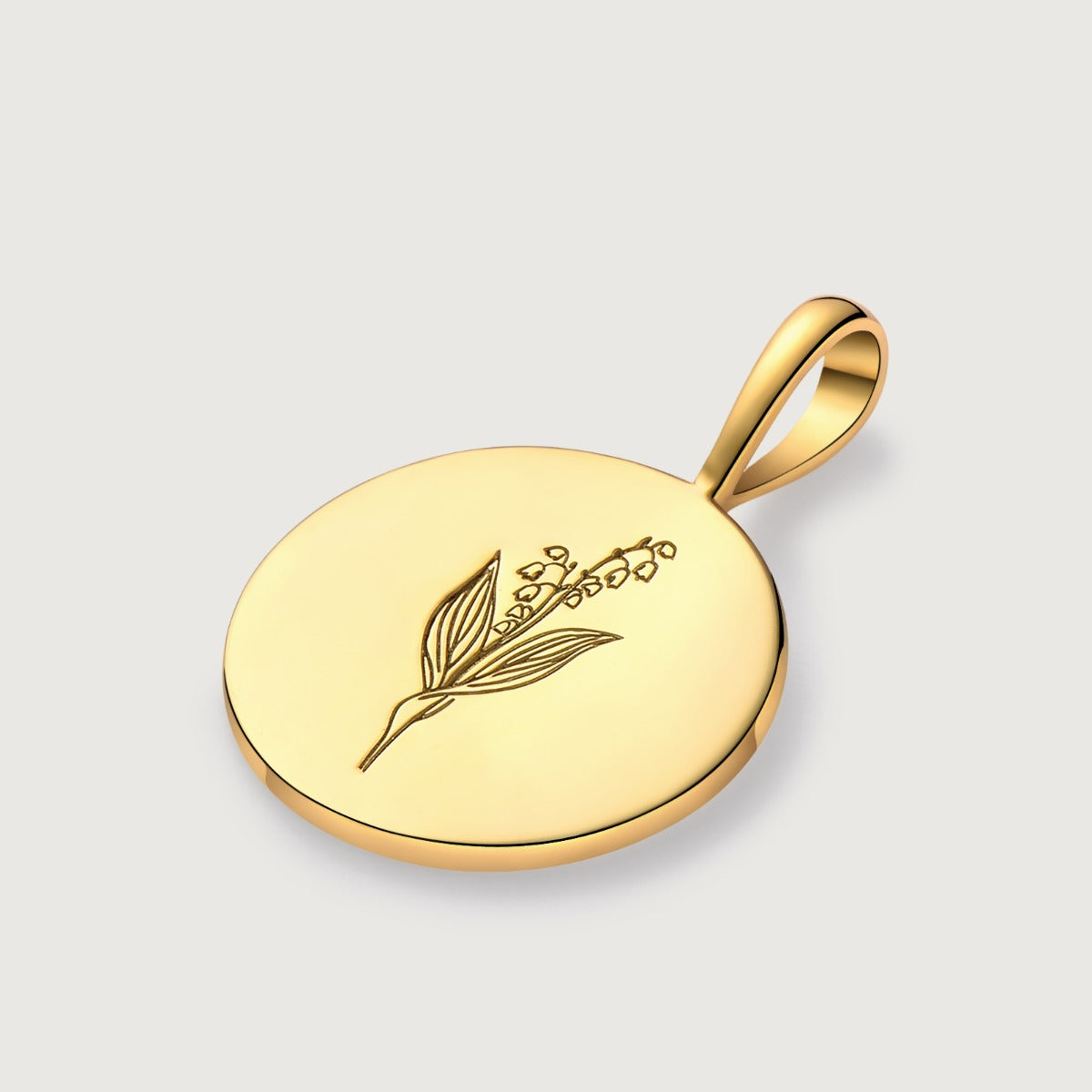 Pandantiv din Argint Birthflower Bloom Gold - May Lily of the Valley