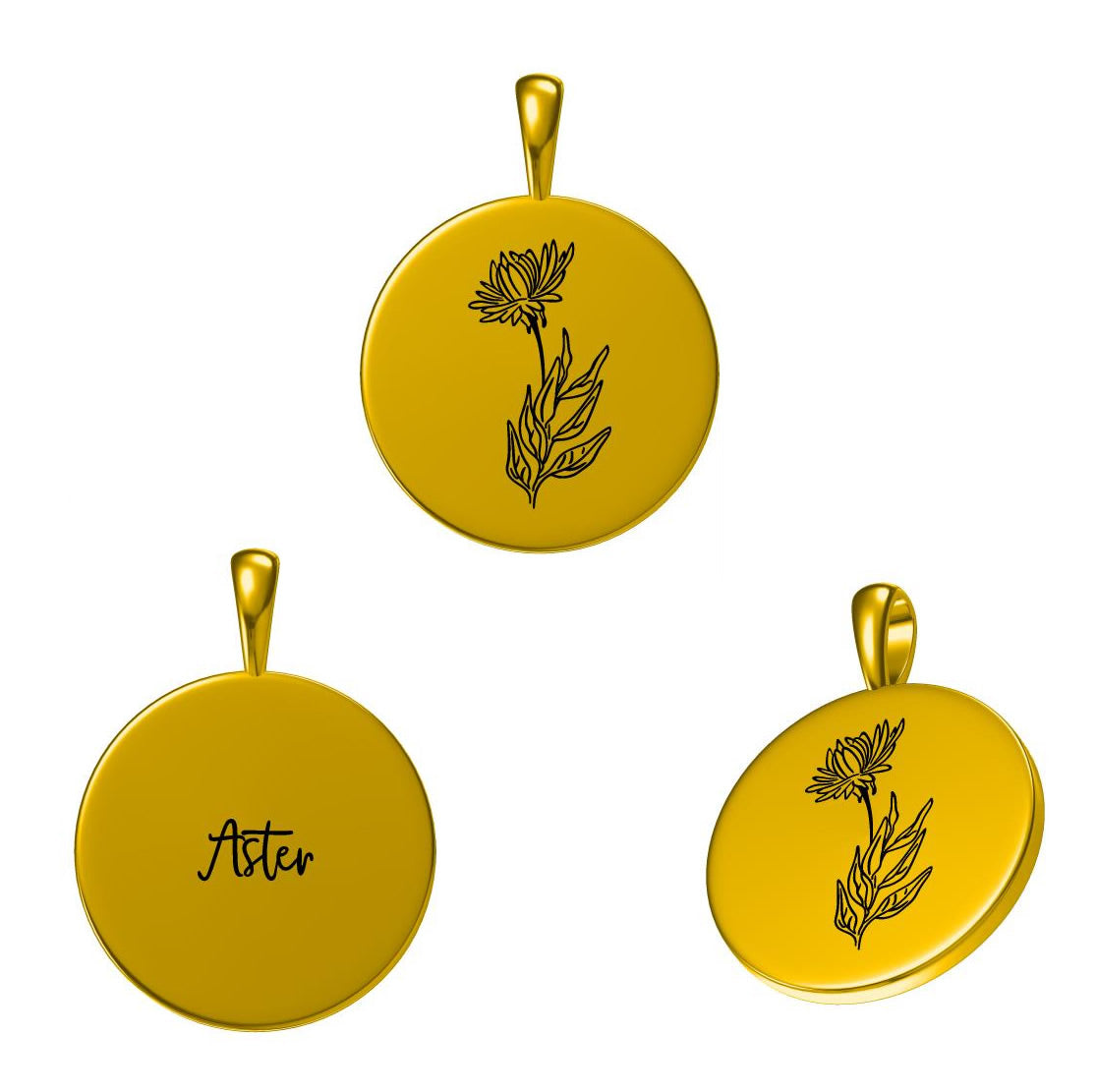 Colier din Argint Birthflower Bloom Gold - September Aster