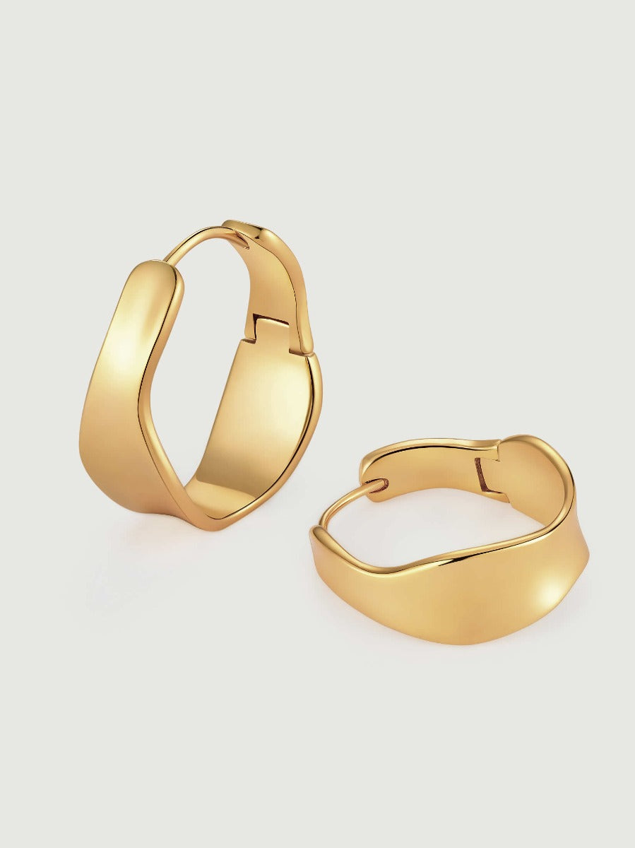 Cercei din Argint Gold Sculpted Aura Hoops