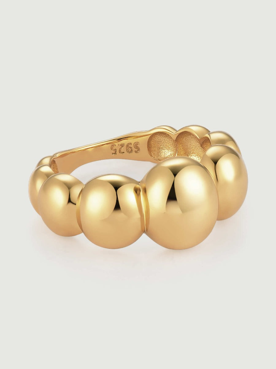 Inel din Argint Gold Sculpted Shine Band