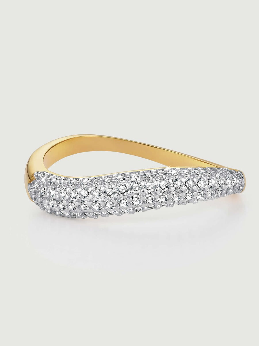 Inel din Argint Gold Sculpted Sparkle Elegance