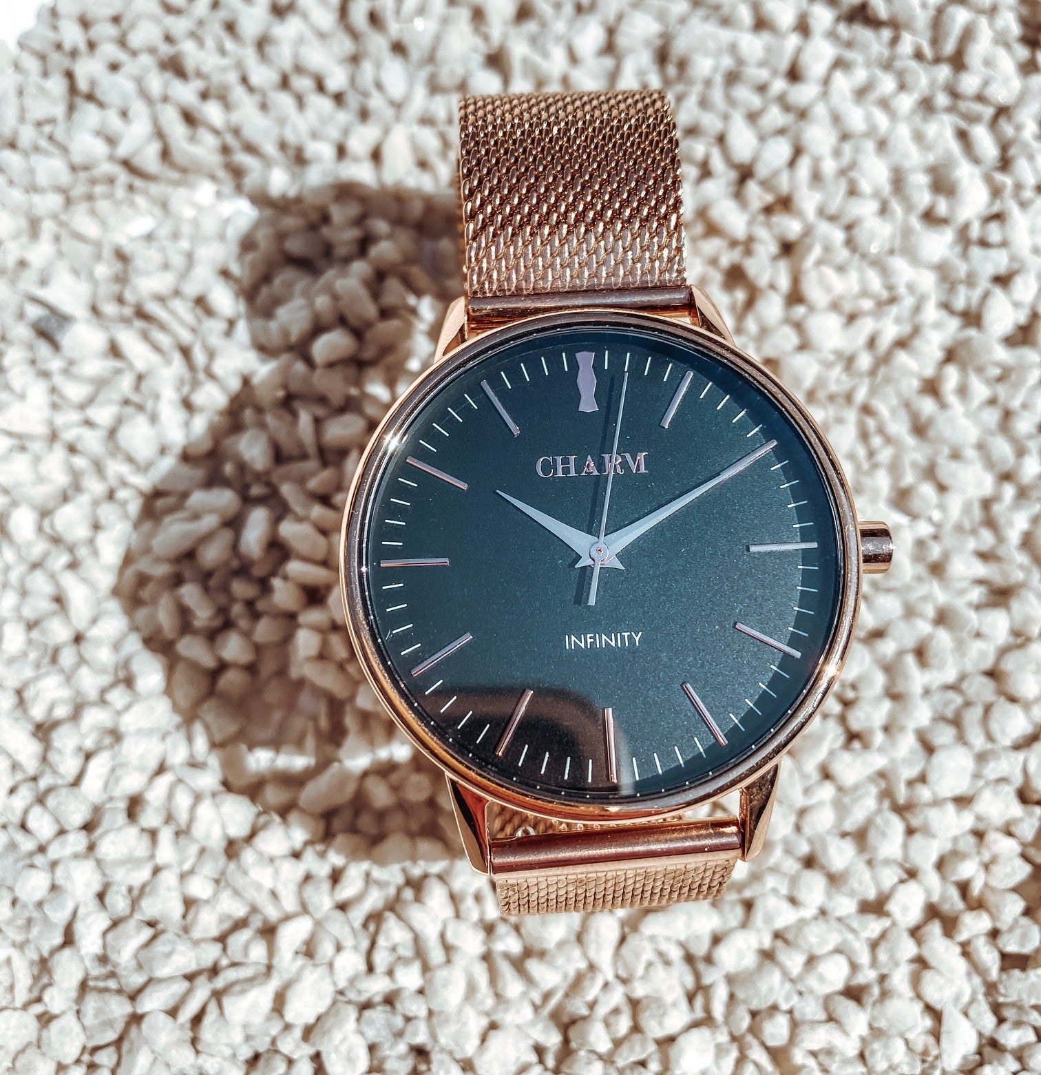 Set Cadou : Ceas Infinity Chloris Grey + Curea din otel inoxidabil Rose Gold