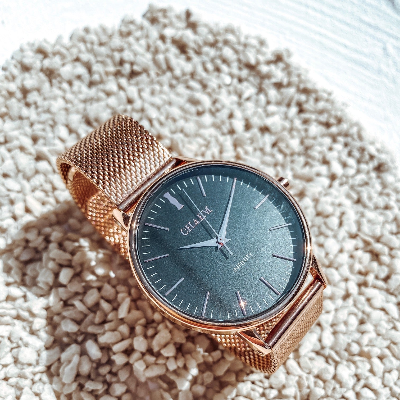 Set Cadou : Ceas Infinity Chloris Grey + Curea din otel inoxidabil Rose Gold