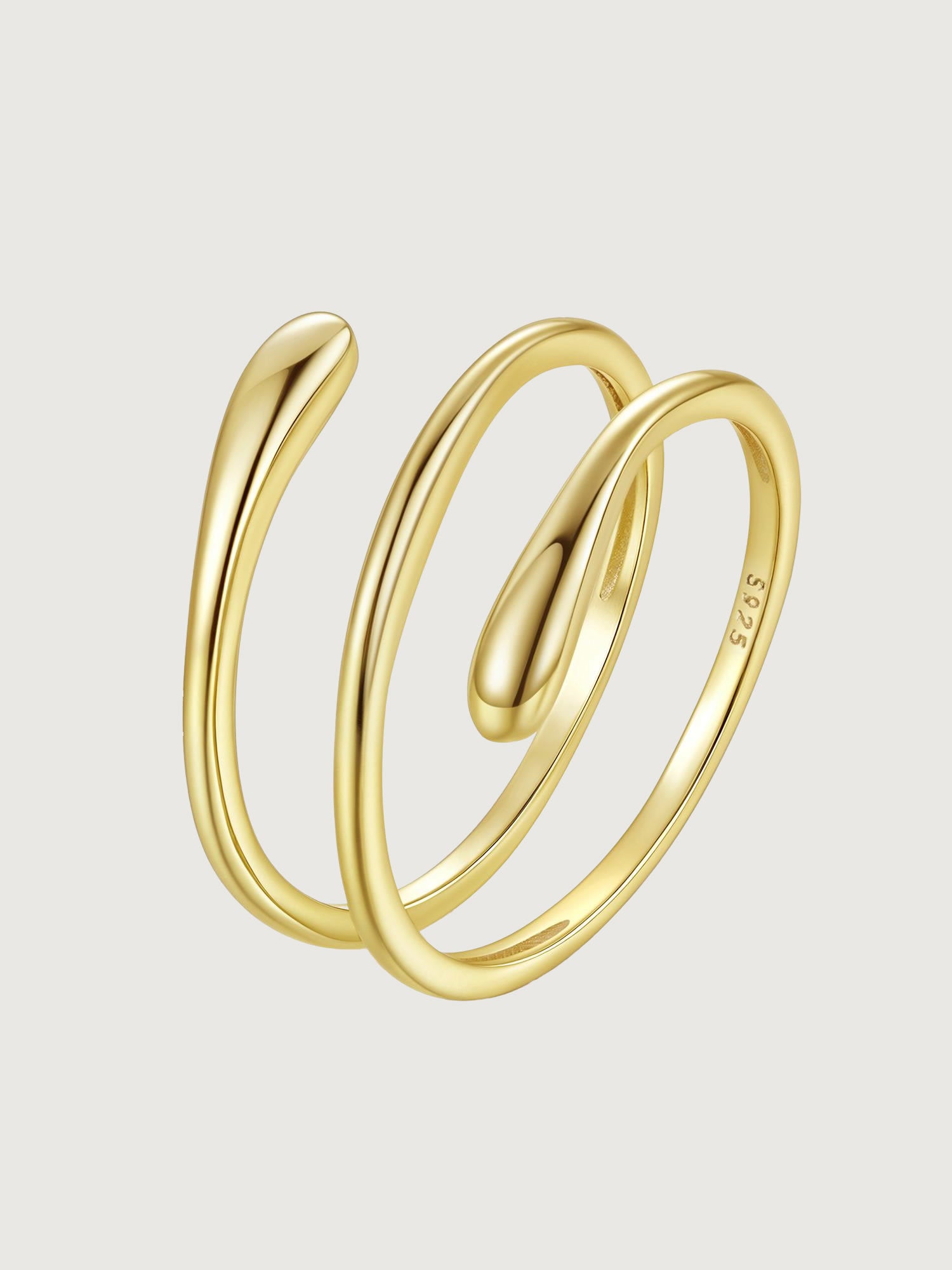 Inel din argint placat cu aur 18K design fluid minimalist