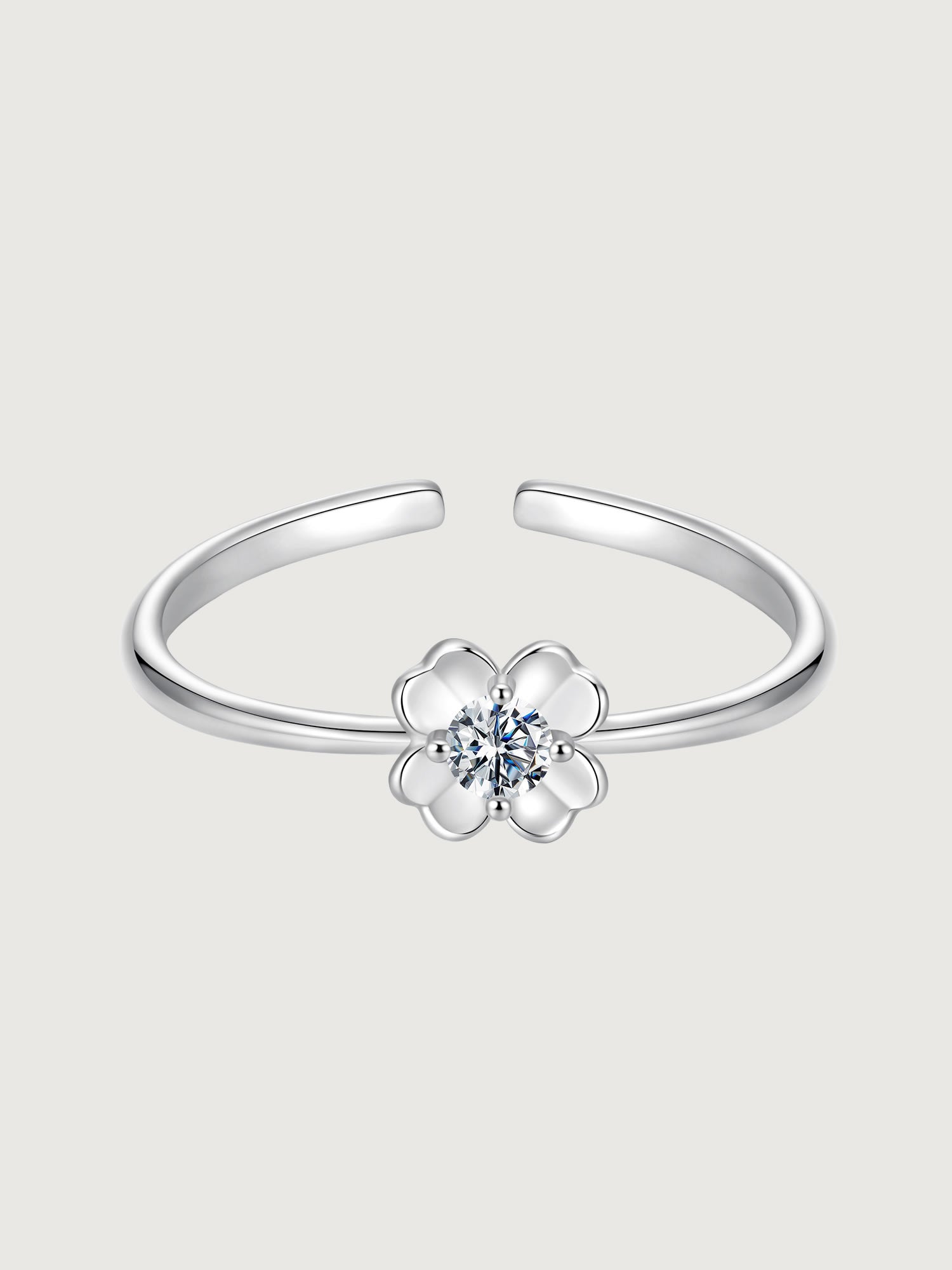 Inel din argint 925 cu moissanite și design floral