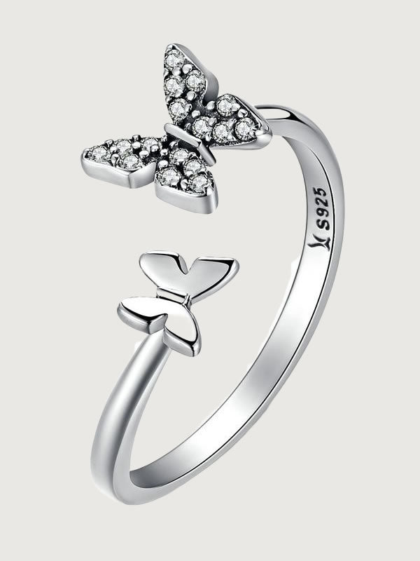 Inel din argint 925 cu fluture și zirconii