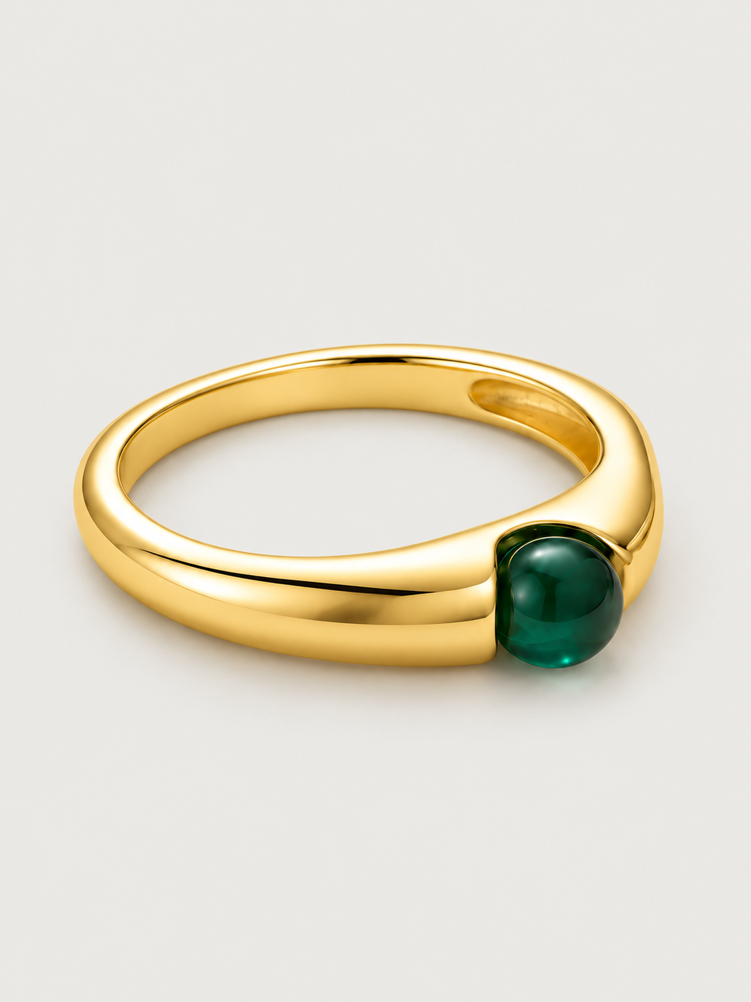 Inel din Argint Aurit Green Orb