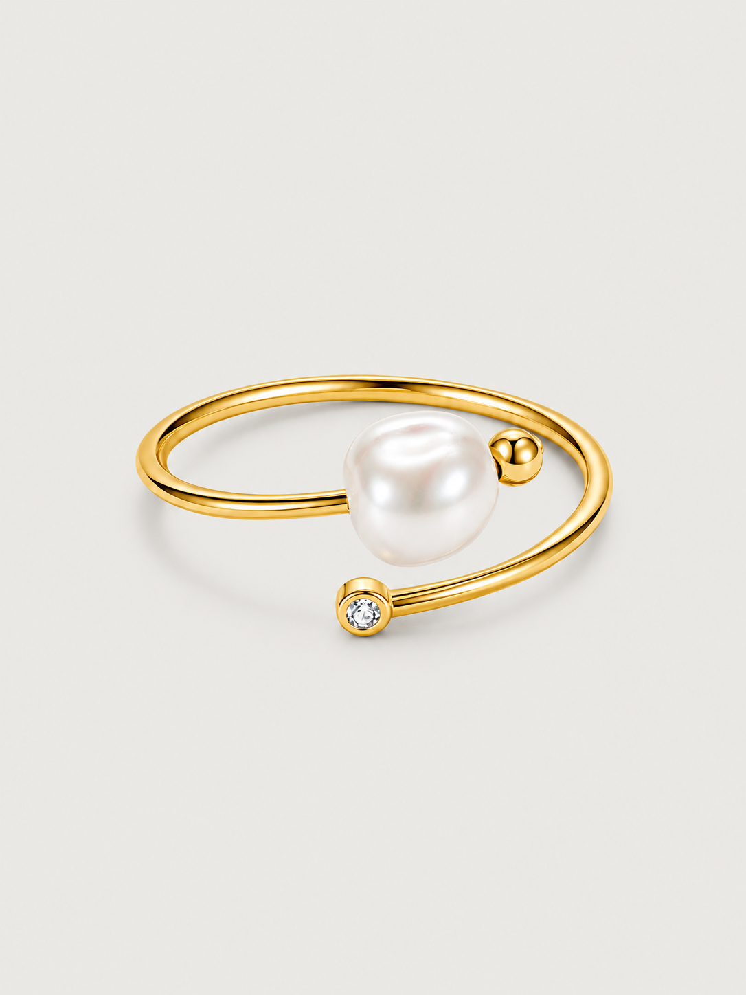Inel din Argint Aurit cu Perlă de Cultură Pearl Orbit