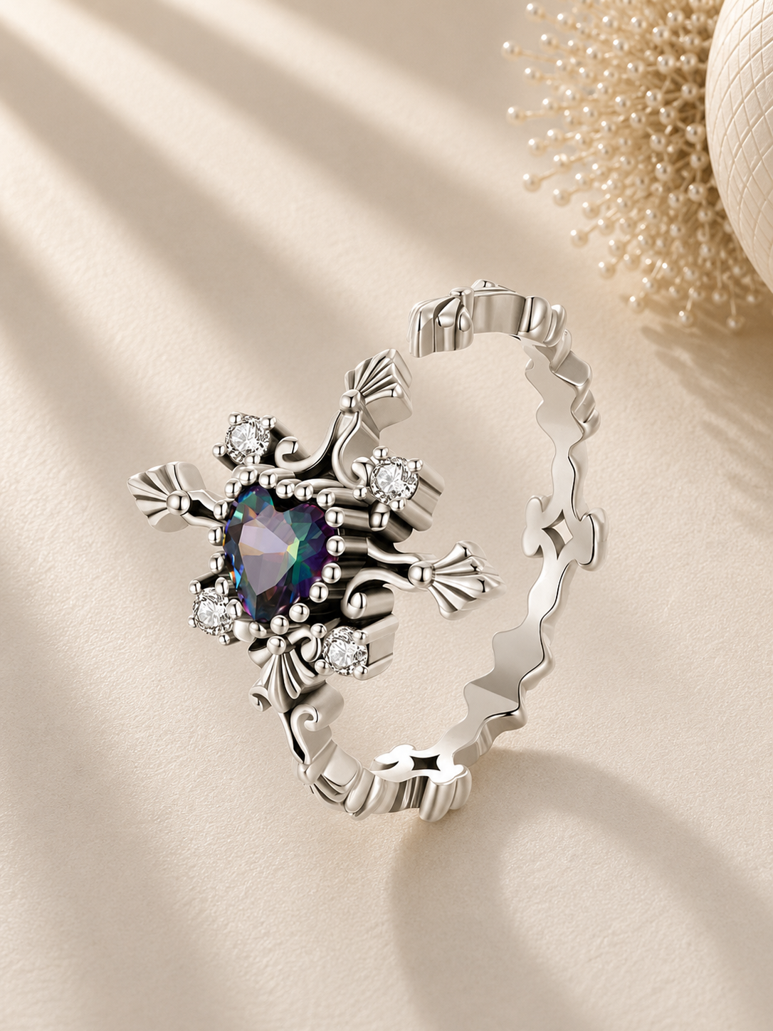 Inel din argint cu cristal iridescent modern lifestyle