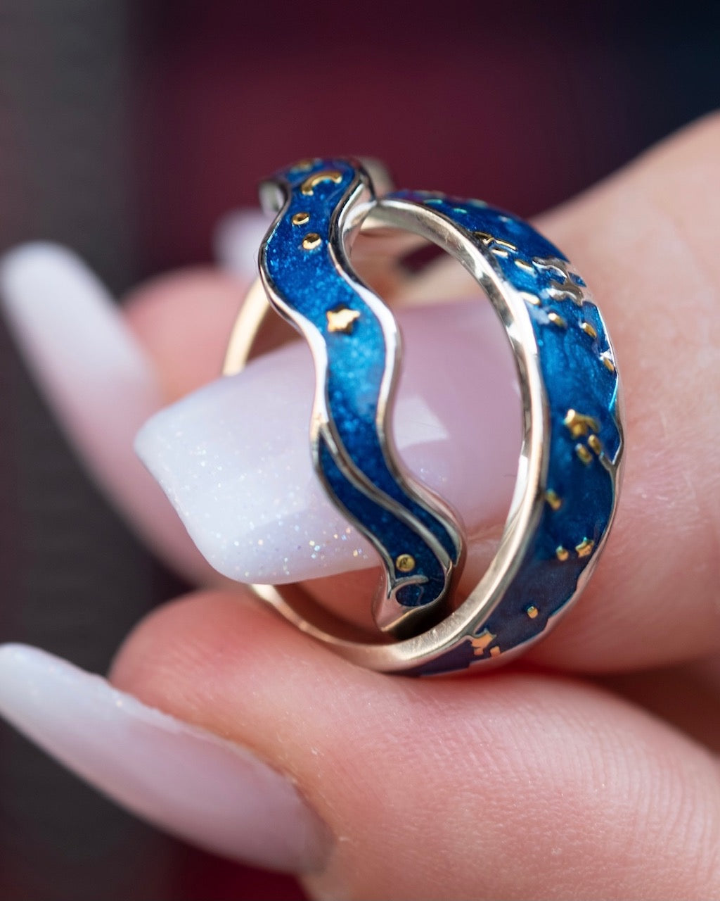 Inel din argint inspirat de cerul înstelat artistic