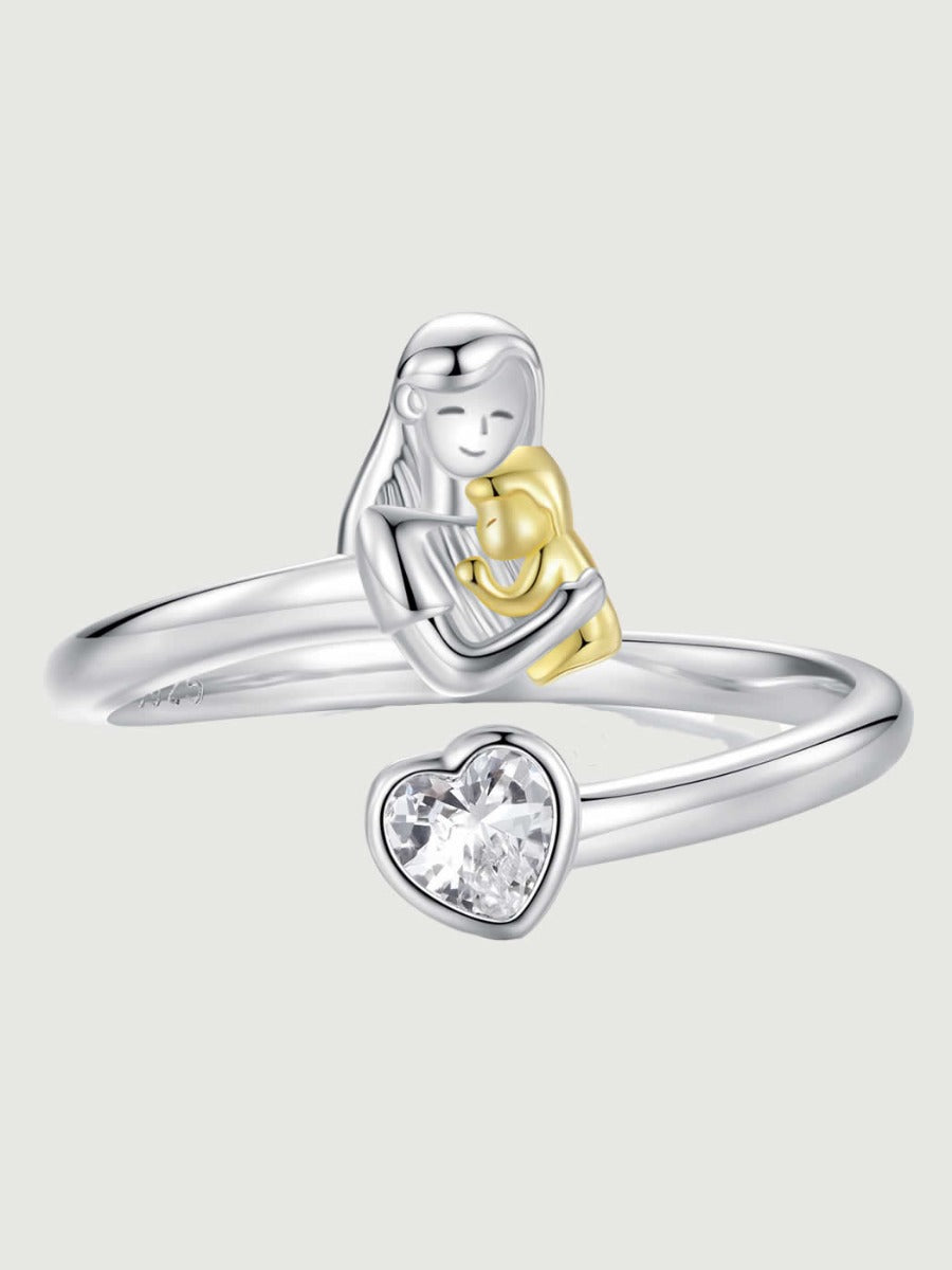 Inel din argint mama si copil cu inimă zirconiu