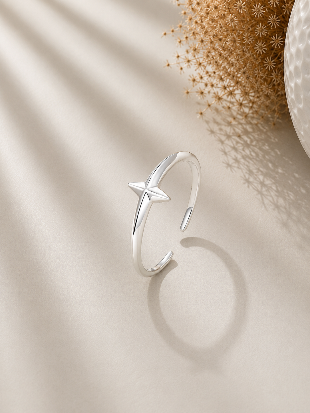 Inel minimalist din argint cu design stea