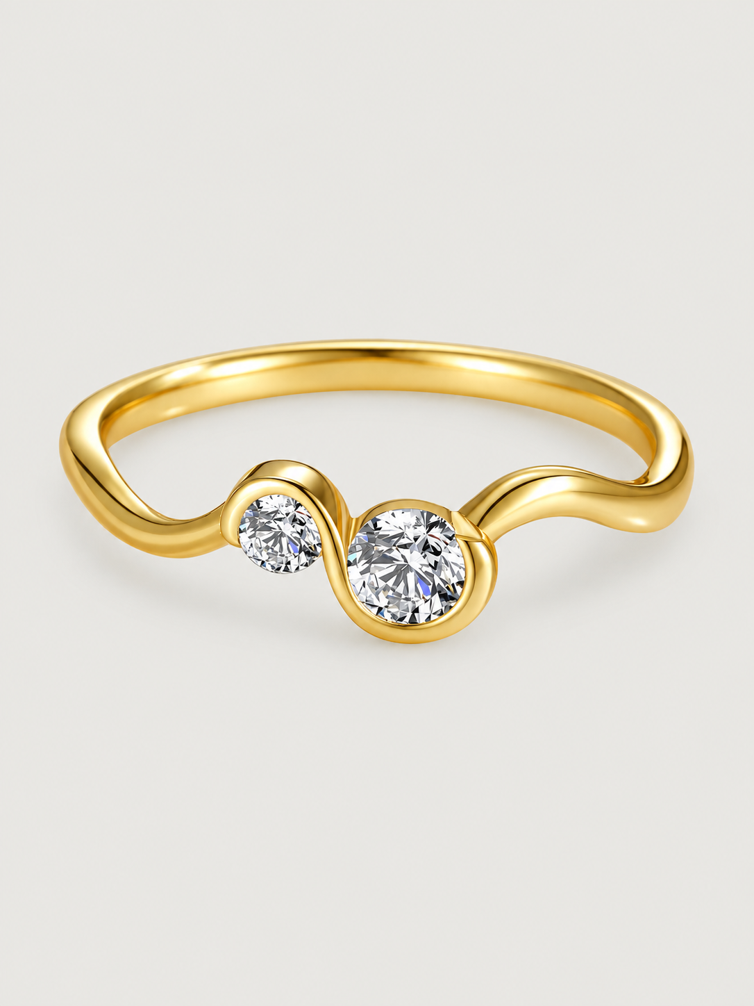 Inel din Argint Moissanite Double Spark Auriu