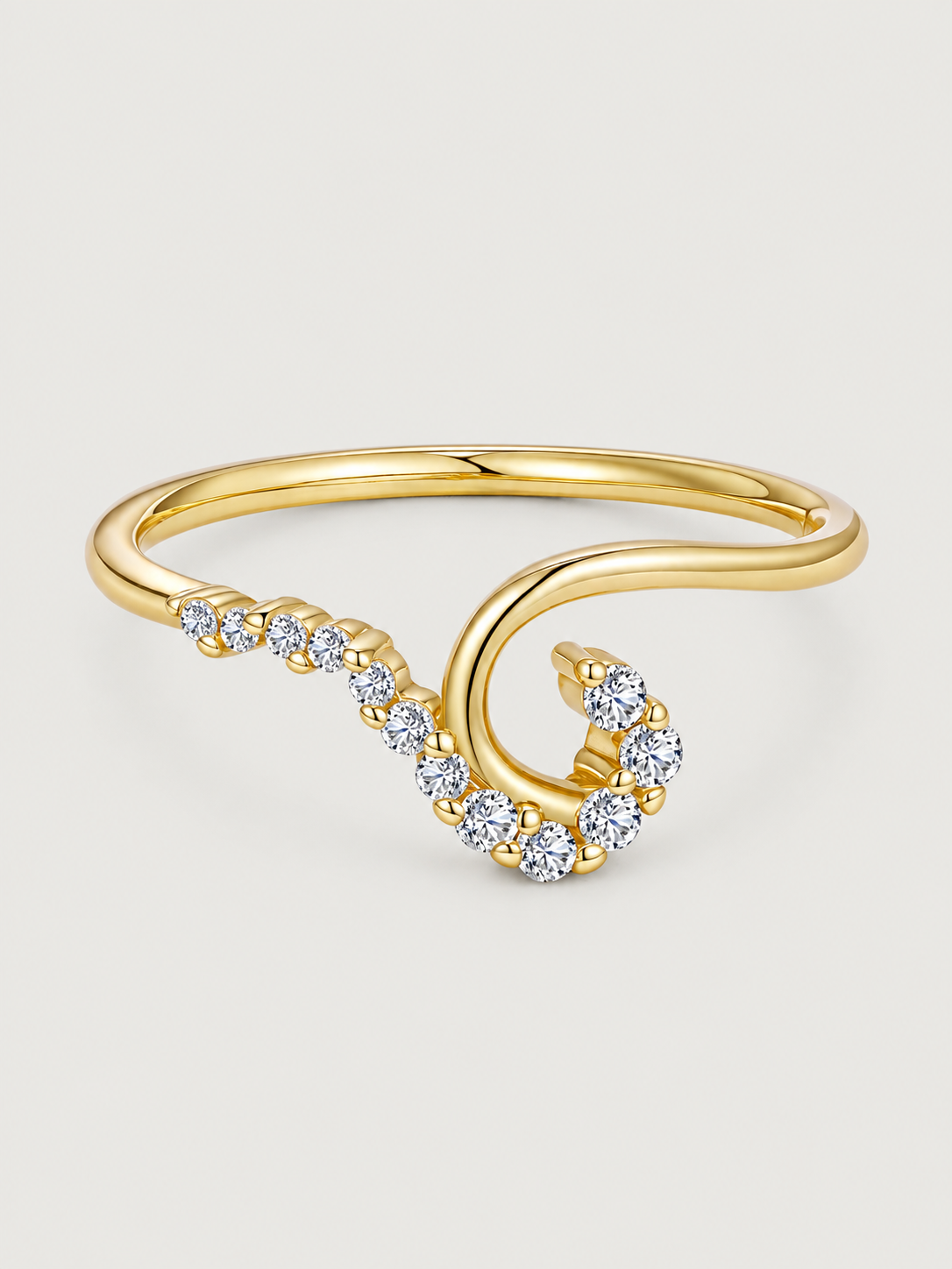 Inel din Argint Moissanite Golden Wave Auriu