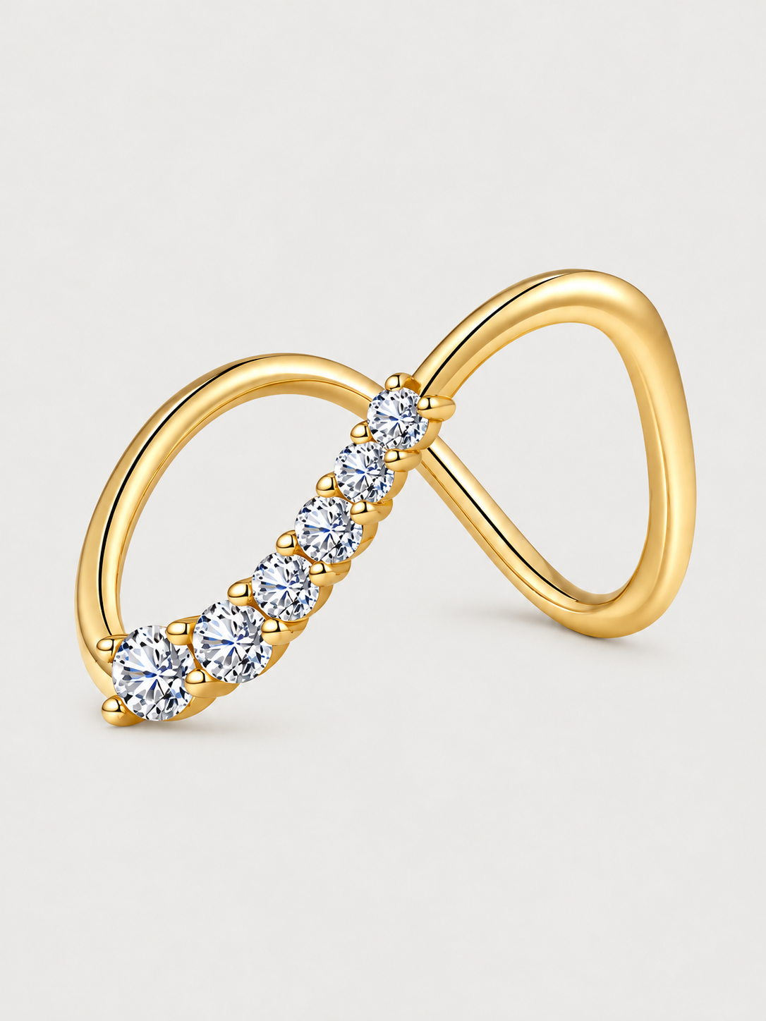 Inel din Argint Moissanite Infinity Spark Auriu