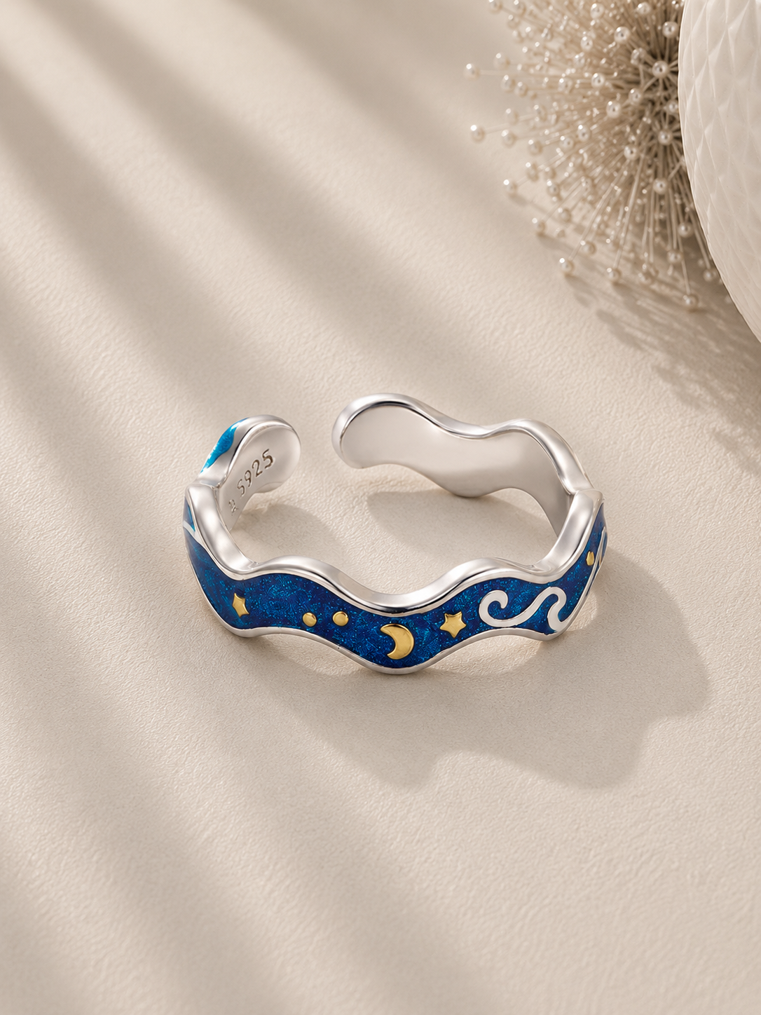 Inel din argint design unic cu email colorat lifestyle