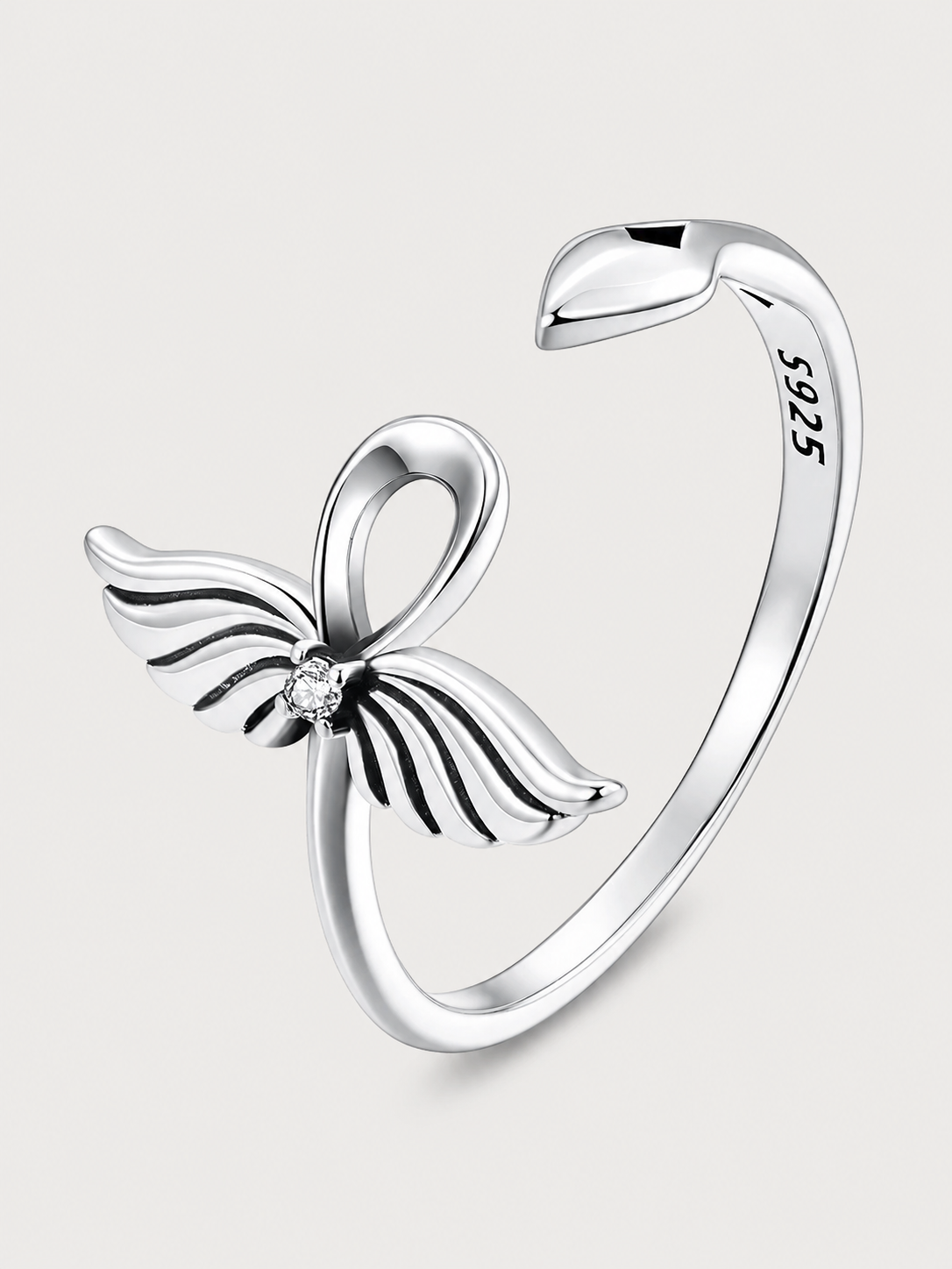 Inel din argint cu zirconie 5A Angel Wing