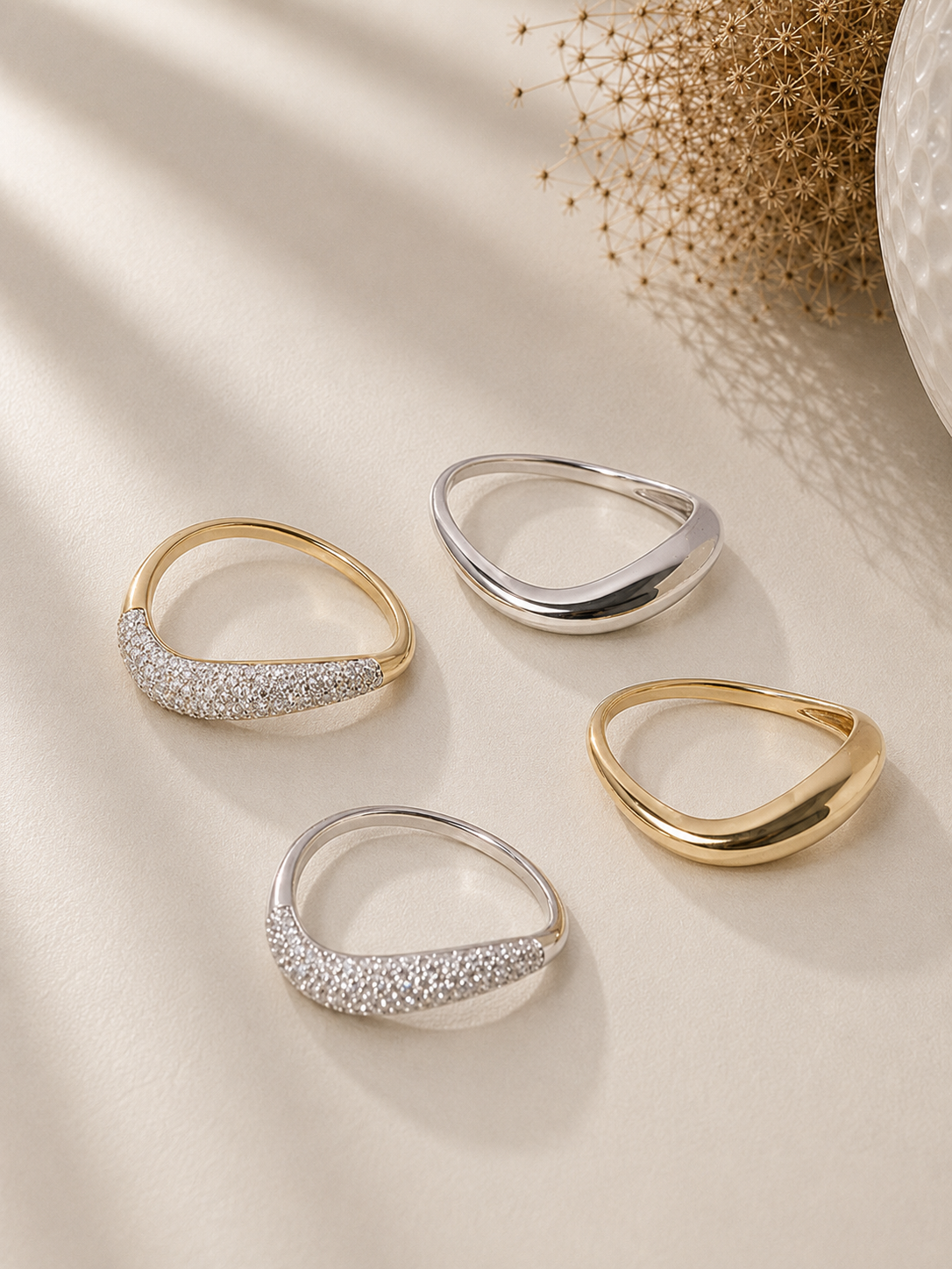 Inel din Argint Gold Sculpted Elegance