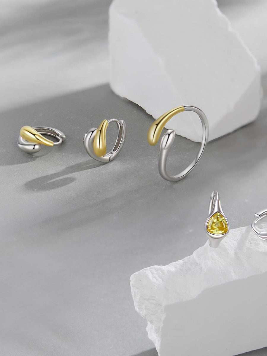 Inel bicolor minimalist elegant pentru femei