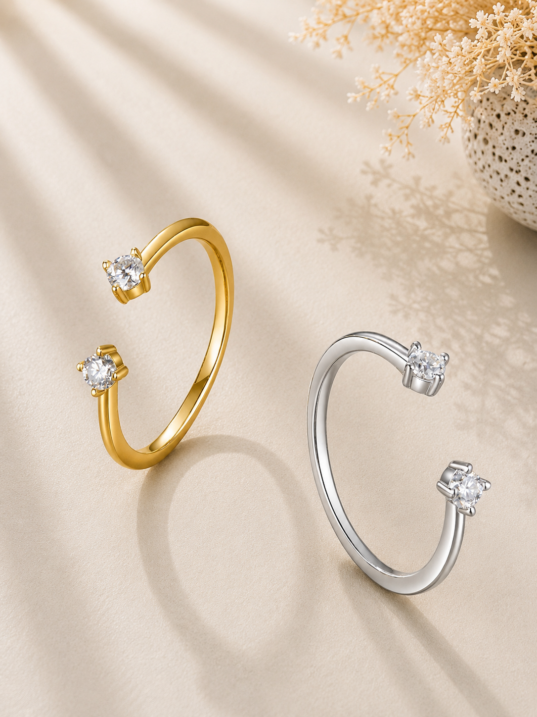 Inel din argint cadou cu moissanite certificat GRA argintiu si auriu