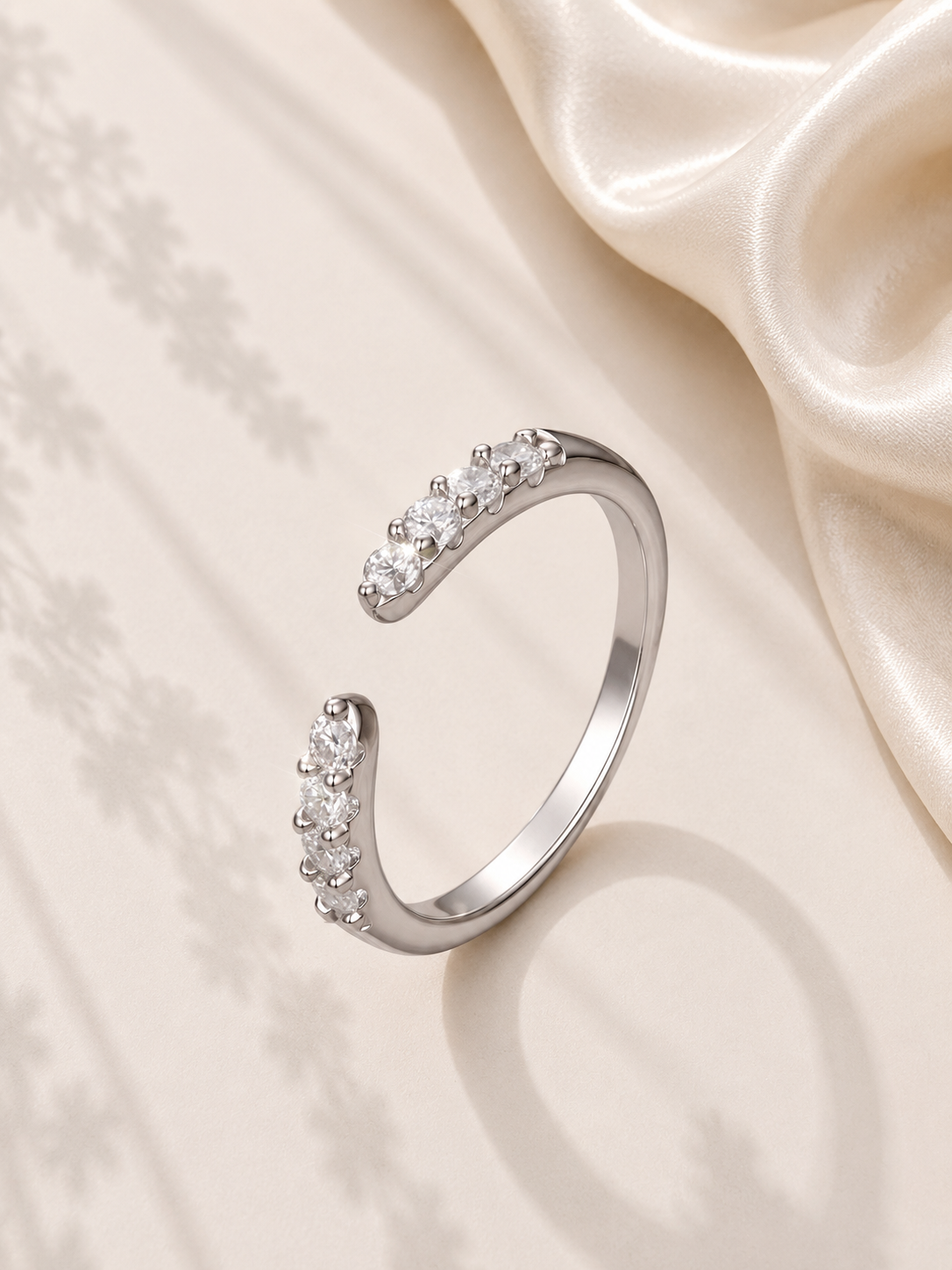Inel Open Glow placat cu Aur Alb 18K