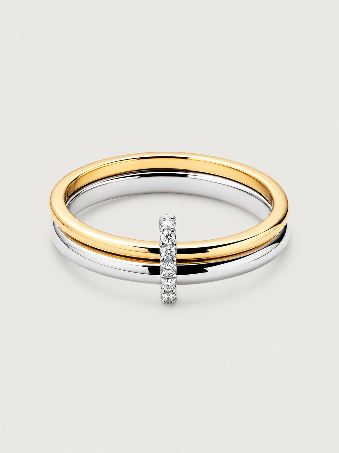 Inel din Argint Dual Orbit Bicolor