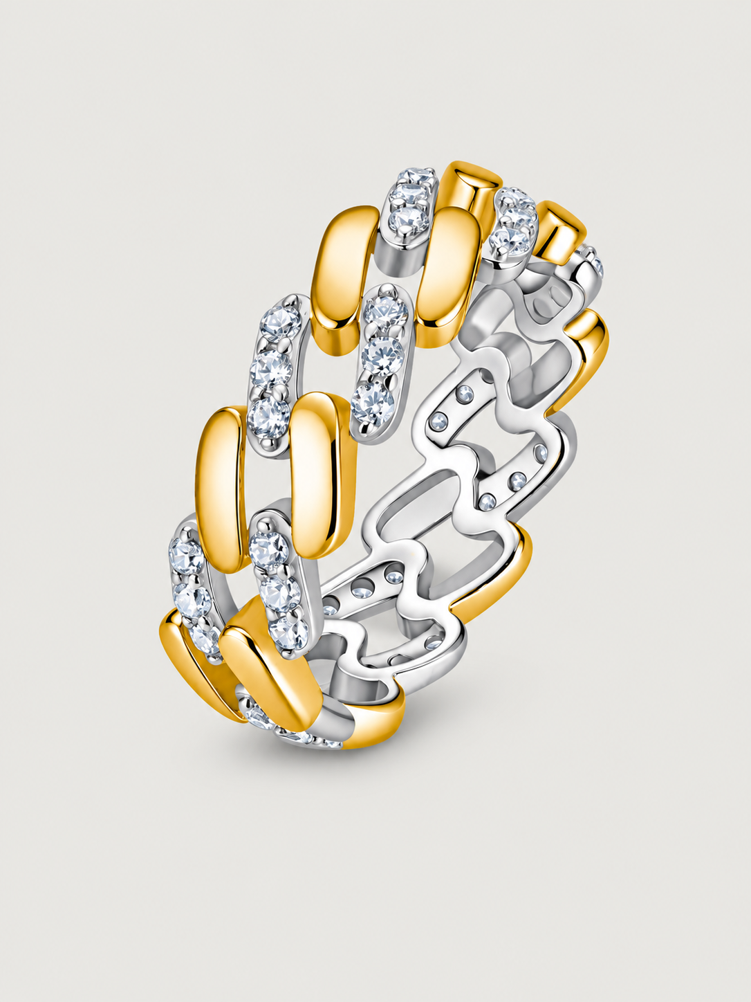 Inel din Argint Moissanite Dual Luminous Links