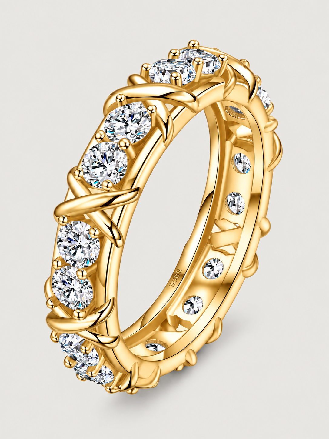 Inel din Argint Moissanite Gold Eternal Vine