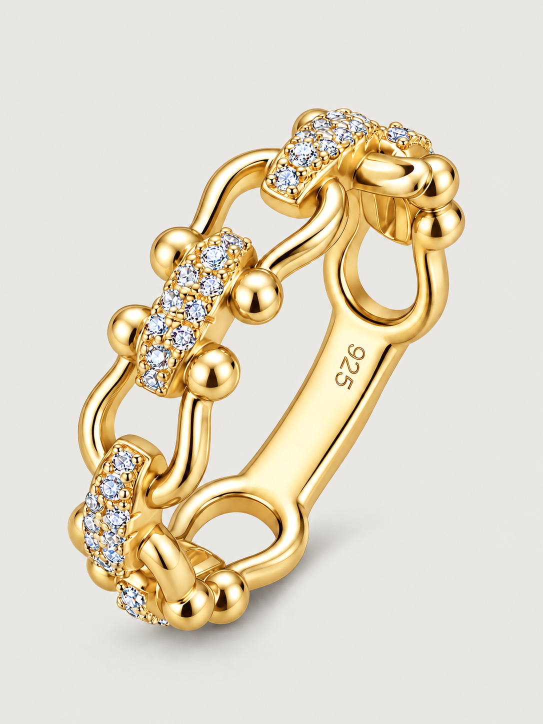 Inel din Argint Moissanite Gold Link Radiance
