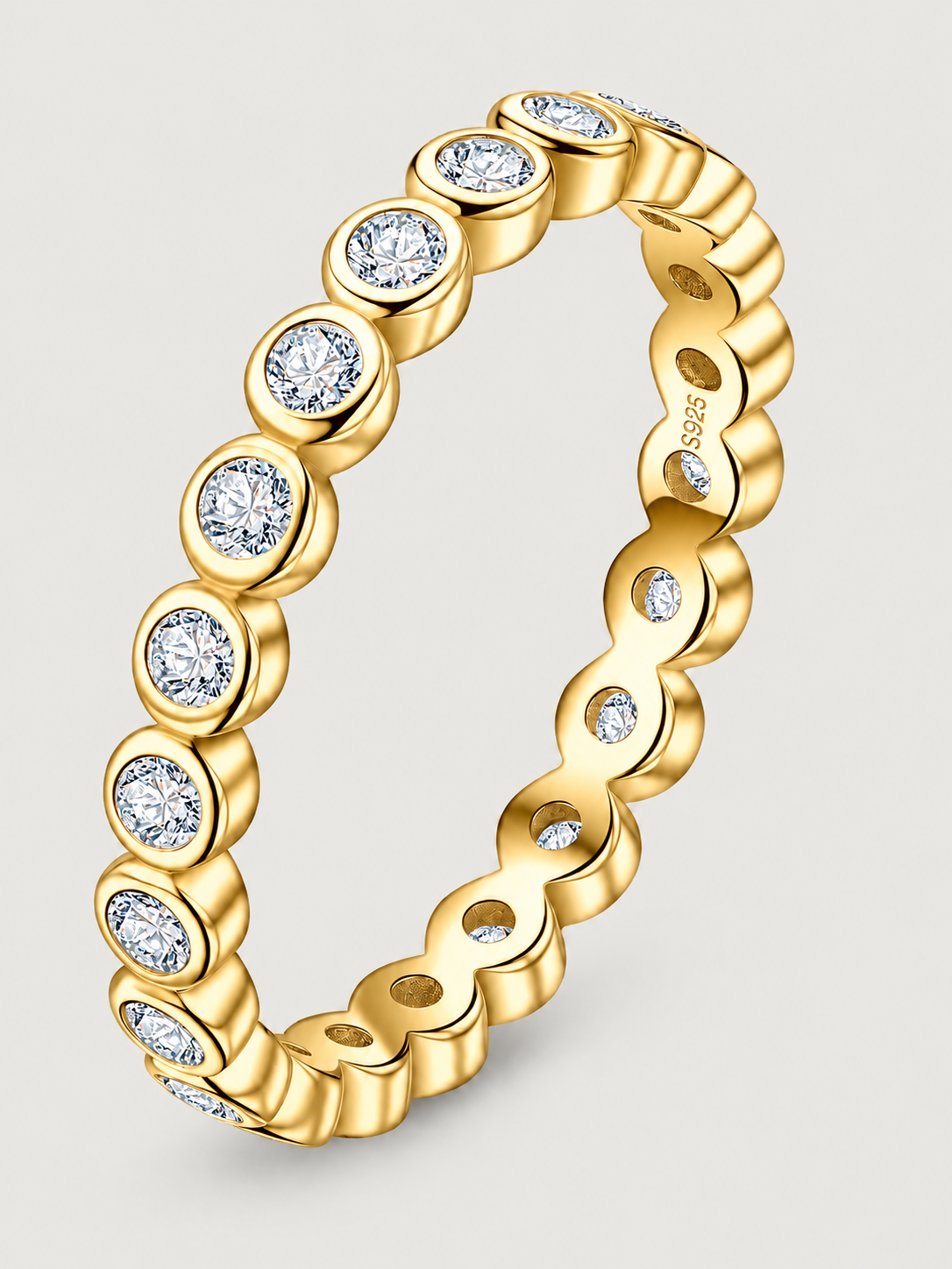 Inel din Argint Moissanite Gold Lumière Eternity