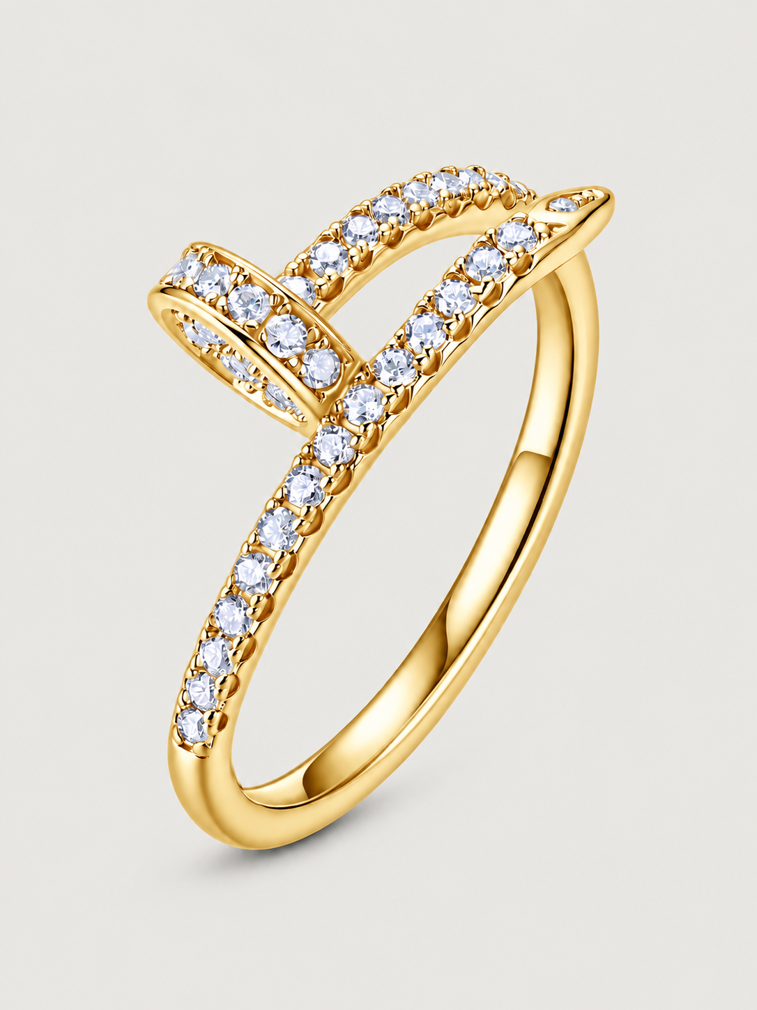 Inel din Argint Moissanite Gold Luminous Nail
