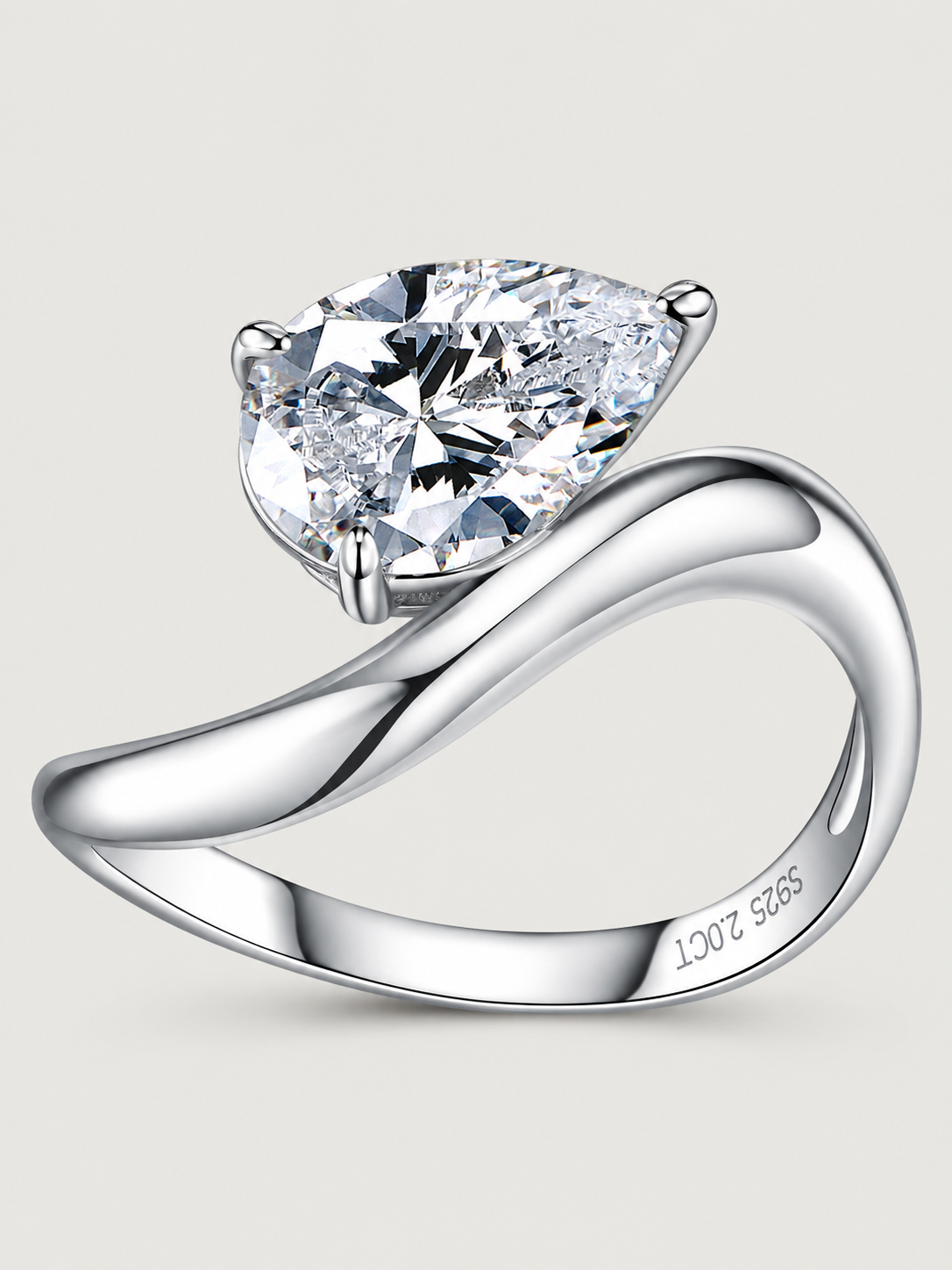 Inel din Argint Moissanite Silver Élan Pear