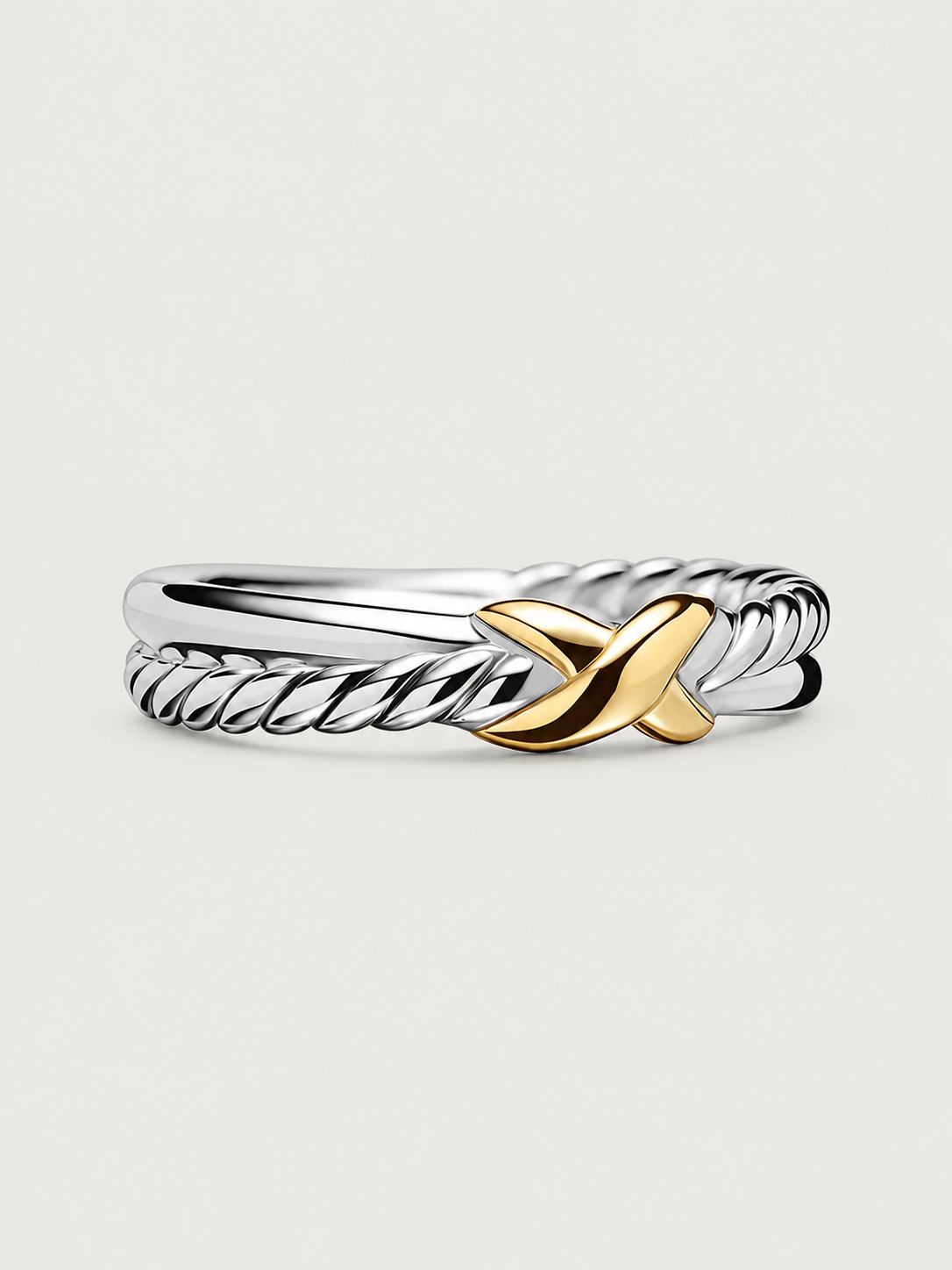 Inel din Argint Twisted Union Bicolor