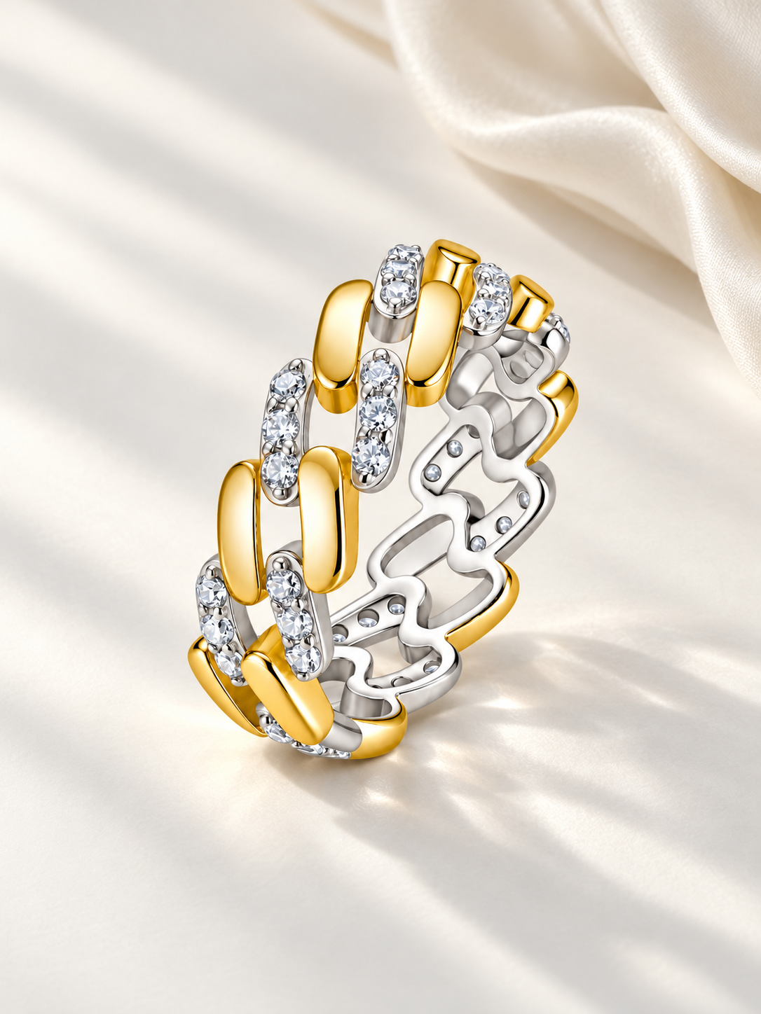 Inel Dual Luminous Links cu Moissanite 6A
