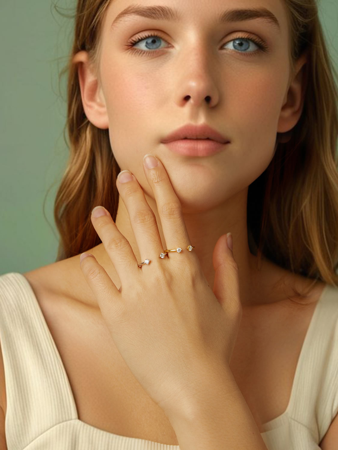 Inel cu doua pietre moissanite