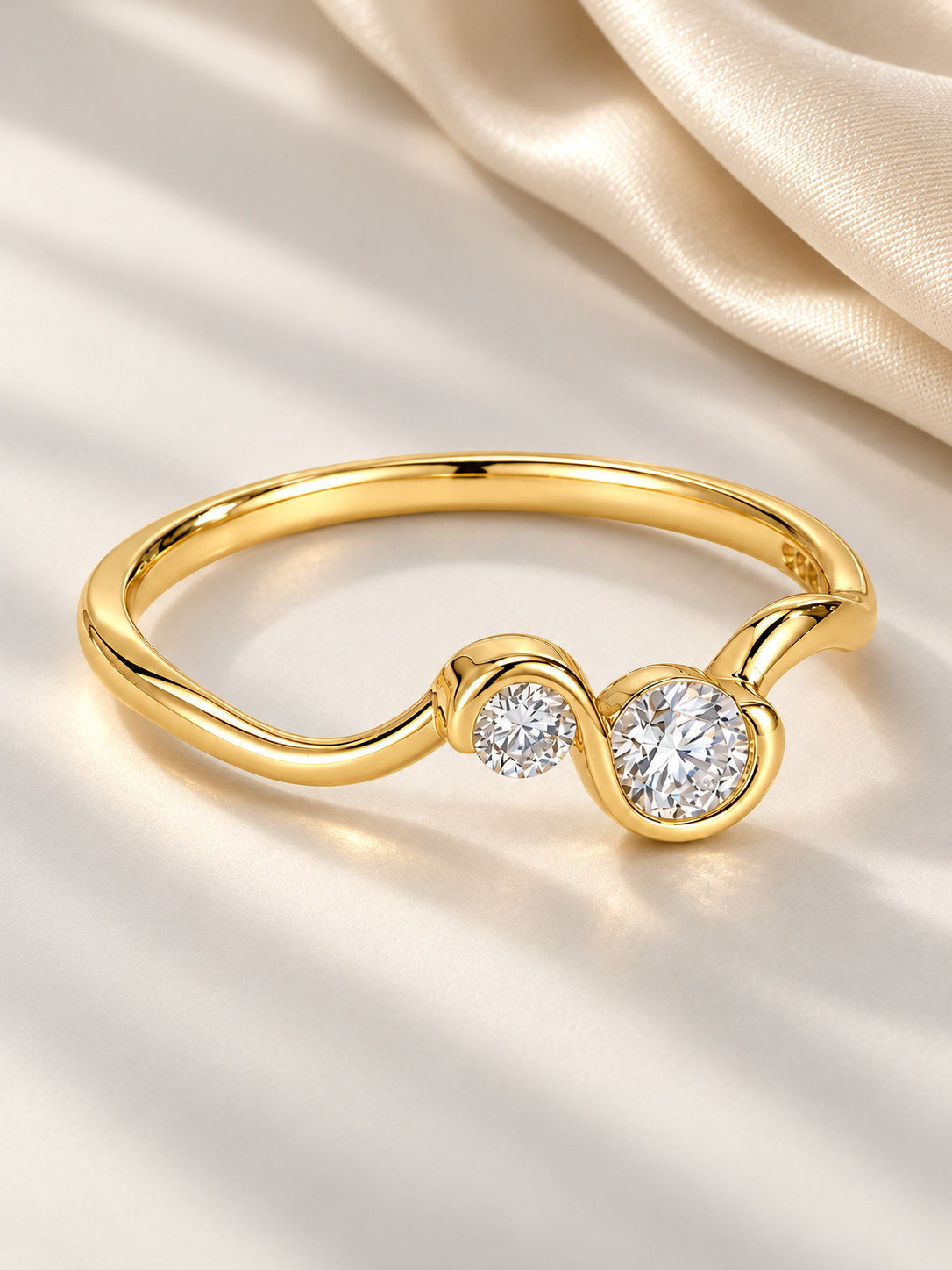 Inel Elegant Double Spark Auriu Charm