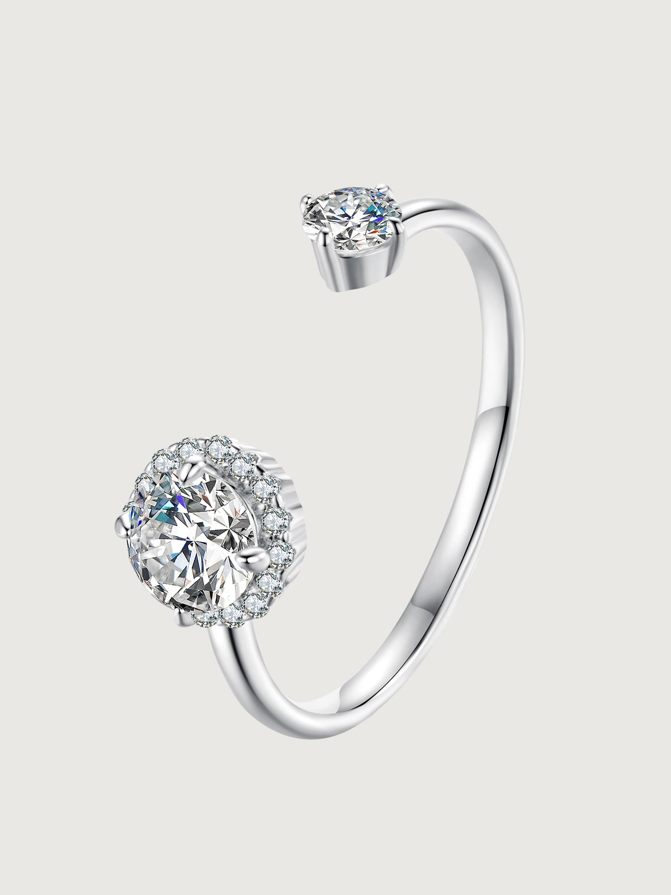 Inel argint cu moissanite halo