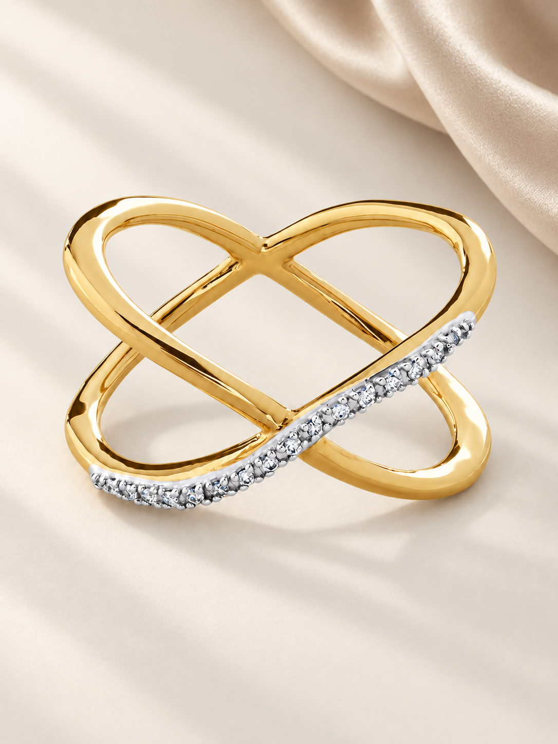 Inel Modern din Argint Auriu Infinity Orbit