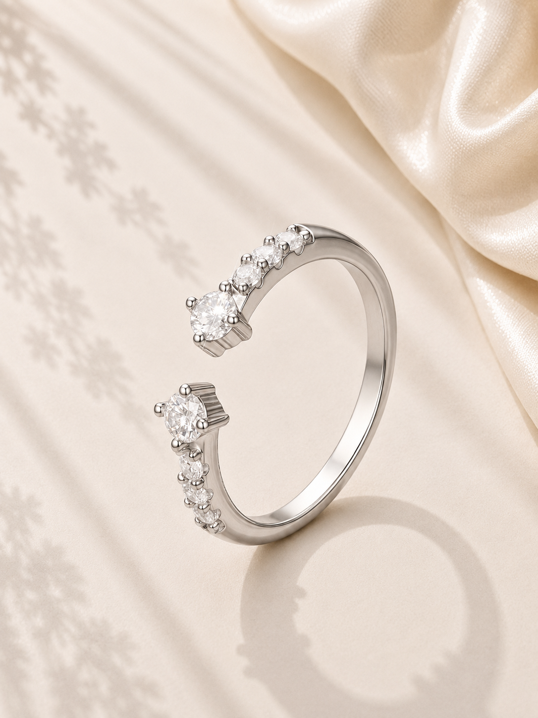 Inel Open Ring din argint cu moissanite Twin Spark
